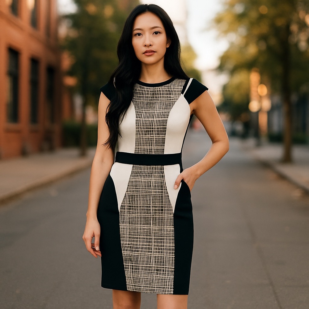 River Island | Black and White Women's Dress Size Medium 6 - Picture 2 of 15